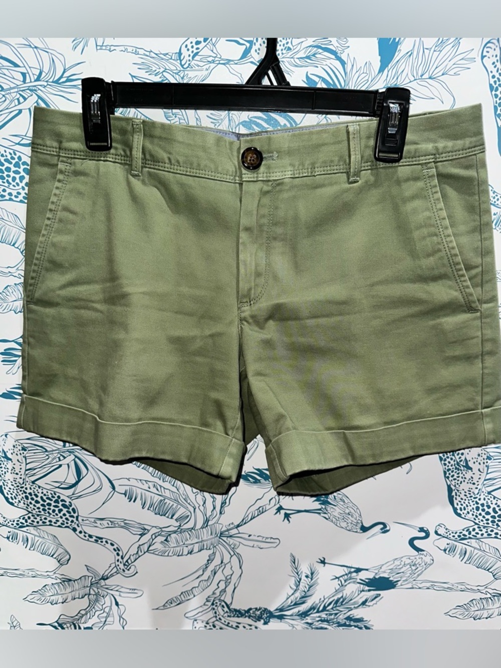 Banana Republic Olive Green Cuffed Chino Shorts